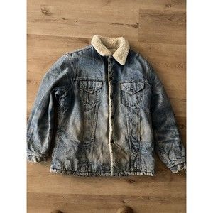 Vintage Levis Jacket Mens Denim Sherpa Trucker Jean Orange Tab 80s Made USA